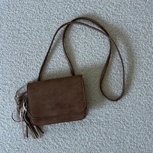 Brown Crossbody Bag with Tassel